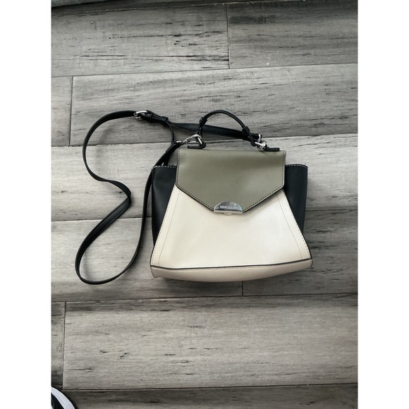 Nine West Handbags - Nine West Colorblock Crossbody Bag Cream Olive Green Black Top Handle Satchel